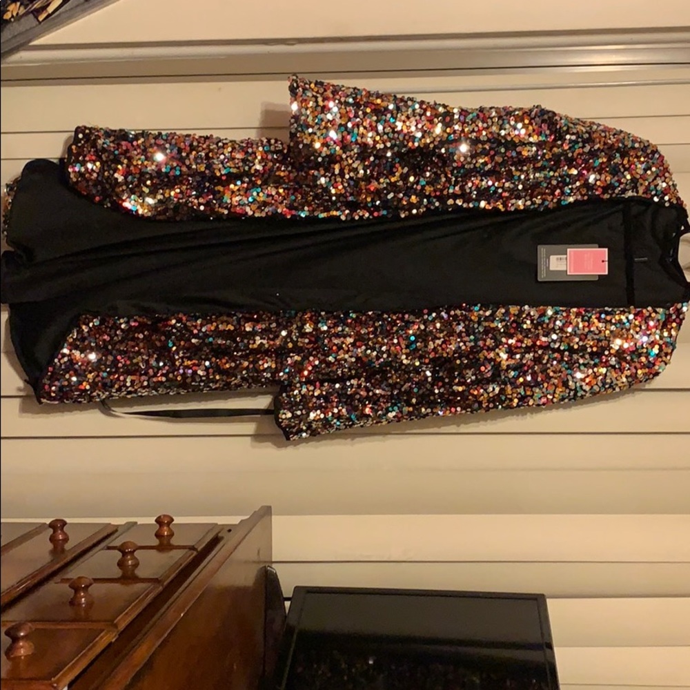Plus size sequin kimono jacket